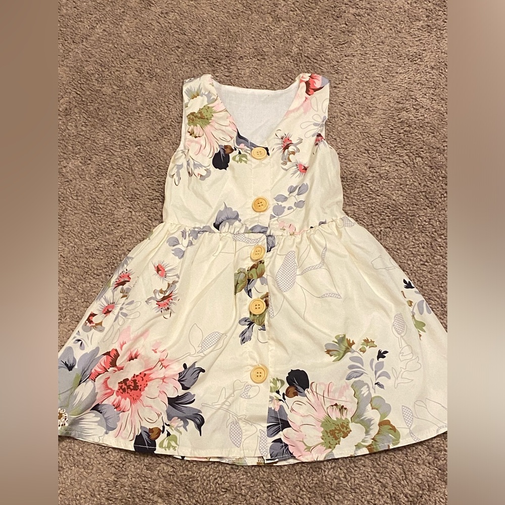 3T Floral Easter Dress - Cream Ivory